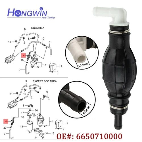 Bomba de cebado de combustible 1/2 para SsangYong Actyon 05-12 Kyron 05-15 Stavic Rexton 01-06 Rodius 05-13 D20DT/D27DT 2,0/2.7XDi 6650710000