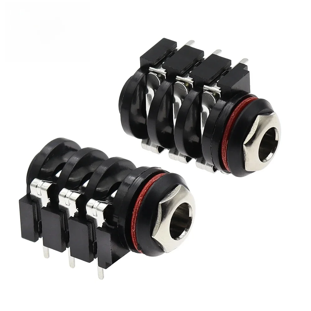 100 szt. 1/4 "6.35mm Stereo gniazdo Audio łącze typu Jack 6.5mm PCB końcówka prostokątna końcówka tuleja TRS — zdjęcie 2