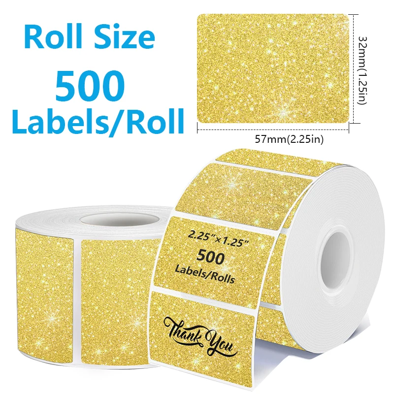 VOOR Phomemo 241BT 246S D520 50mm-150mm LABEL Holografisch Zilver Laser Goud Gradiënt Bedankt Kaart sticker voor LOGO Barcode Birthda