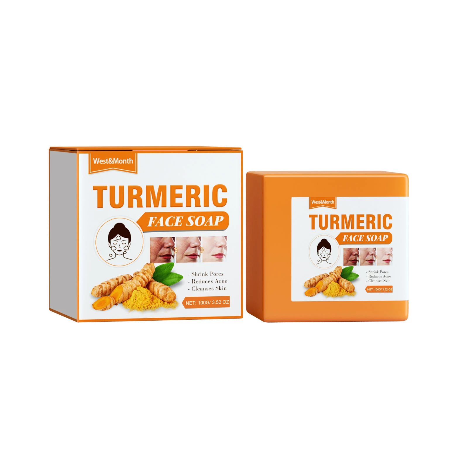 Turmeric Soap Bar Deep Cleaning Moisturizing Skin Lightening Non-sticky Hand Made Tender Skin Care Beauty Brightening Face Soap