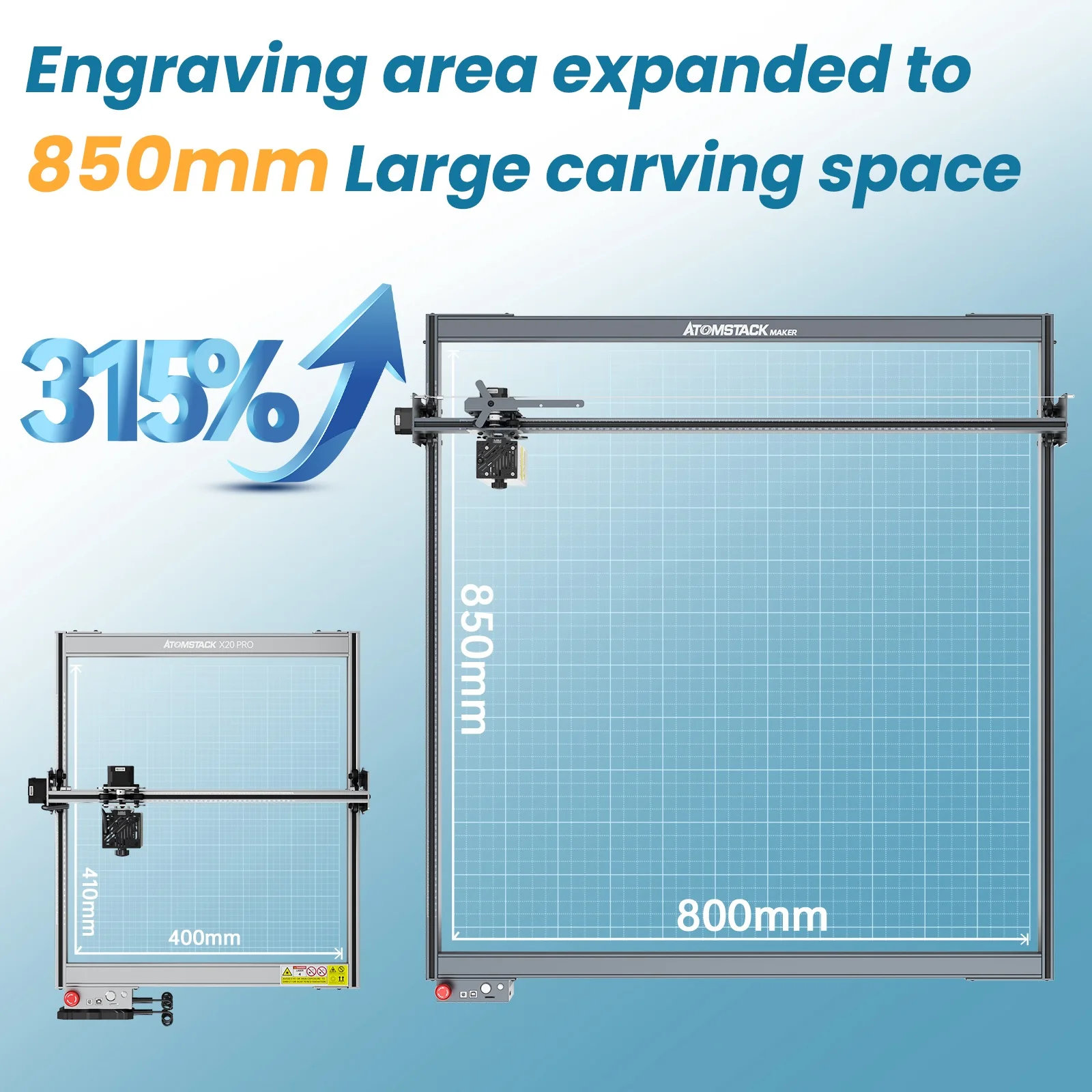 Atomstack E85 X Y Axis Extension Kit With M100 20W Laser Module Laser Engraving Machine 850*800mm DIY CNC Engraver Cutter