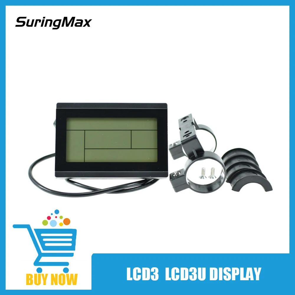 Electric Bicycle Display with Waterproof Connection, EBike Kit, KT LCD3, LCD3U Display Kunteng, 24V, 36V, 48V, 5 Pin