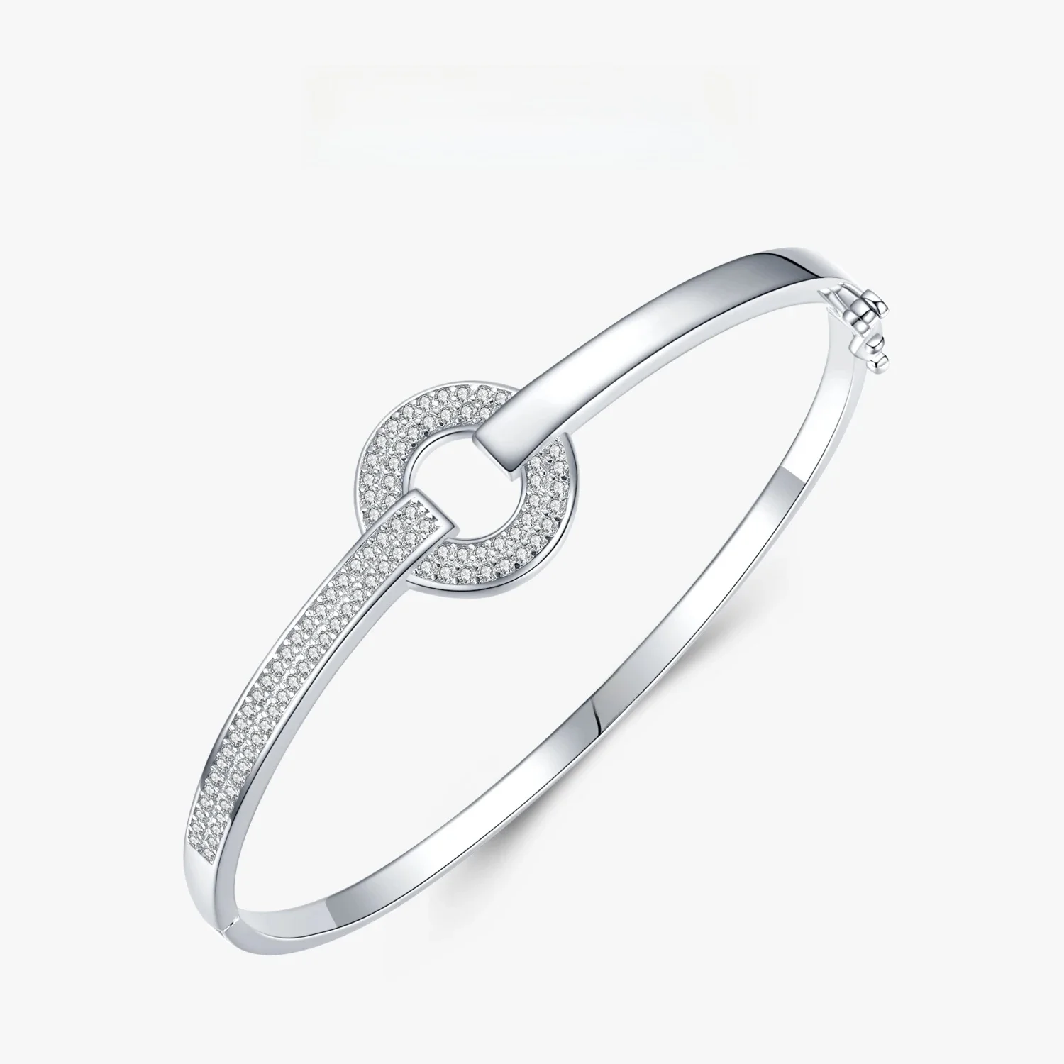 Ailmay prawdziwe 925 srebro proste okrągłe wyczyść CZ Finger bransoletki dla kobiet klasyczne luksusowe akcesoria ślubne biżuteria prezent — zdjęcie 2