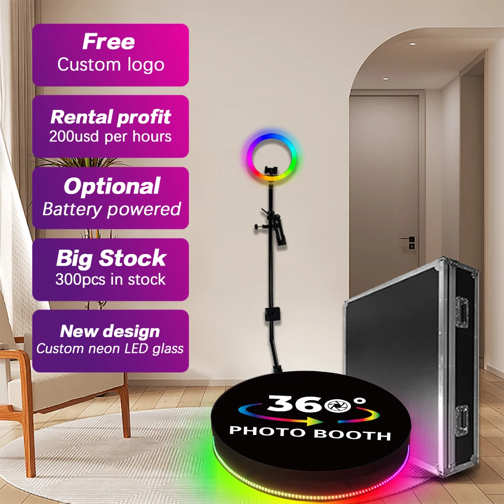 

360 Spin Photo Booth For Sale 80/100cm 360 Video Picture Camera Booth Photobooth With Flight Case Packing For Fashion Shows