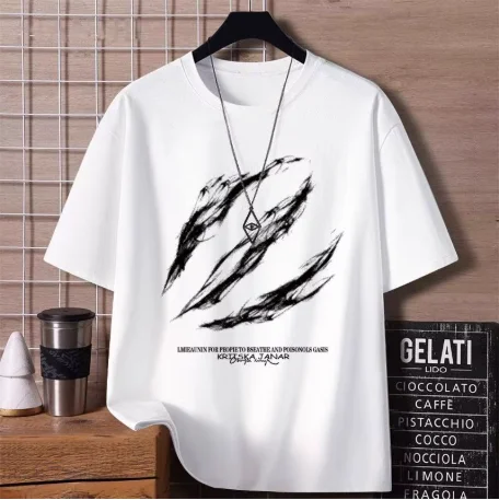 Unisex Summer Loose Short‑Sleeve T‑Shirt, Grunge Claw Scratch Graphic Print, American Street Casual Edgy Trendy 2026 New Tee Top