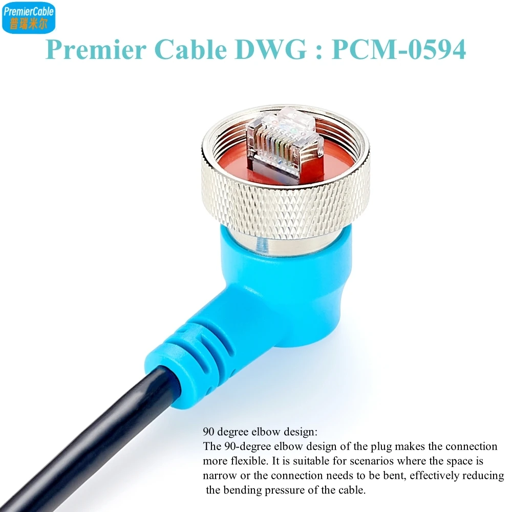 Right Angle Rugged RJ45 Cat6 Ethernet Flush Panel Mount Cable IP67 1Gpbs Male to Male LAN Network Cable for Router Modem PC