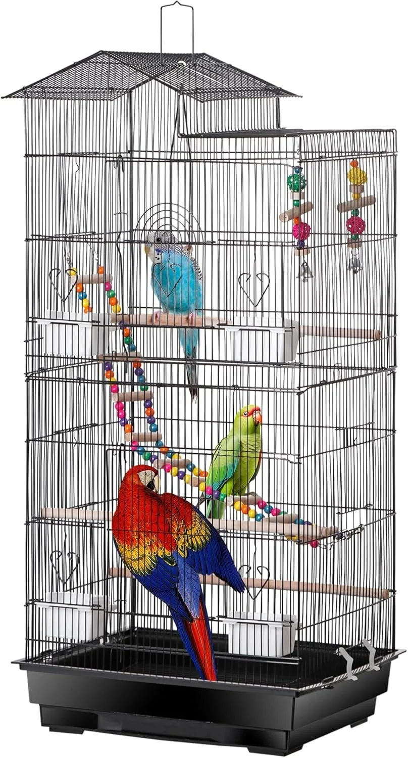 

Клетка для птиц на крышу 39 дюймов с игрушками для корелл, солнечных конуров, попугаев, зябликов, волнистых попугайчиков, неразлучников, канареек, больших птиц