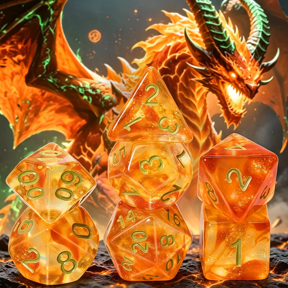 7Pcs Iridescent Glitter Polyhedral Dice Set 2 Styles for Board Games Tabletop  Role Playing Family Game Night Collectors Gamers