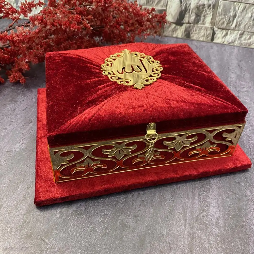 GREAT GIFT Quran Prayer Book with Velvet Covered Mirror Set Tag Quran Book Islam Muslim Wedding Pilgrim Umrah Eid Gifts Quran