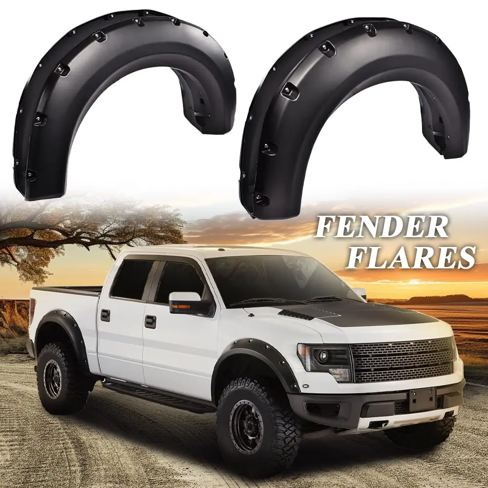 

Fender Flares for 2009-2014 Ford F150 Styleside (67.0"/78.8"/97.4" Bed, Excludes Platinum/Raptor) Pocket Rivet Smooth Trim