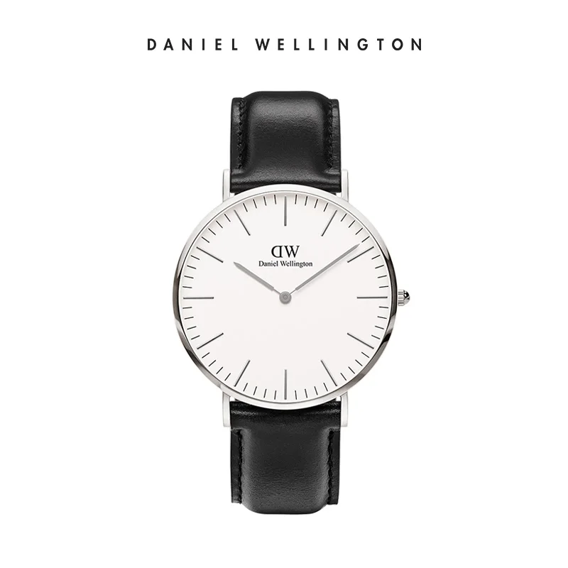 

Daniel Wellington Classic 40mm Minimalist Quartz Watch for Men Ultra-Thin Silver Case White Dial Genuine Leather Strap