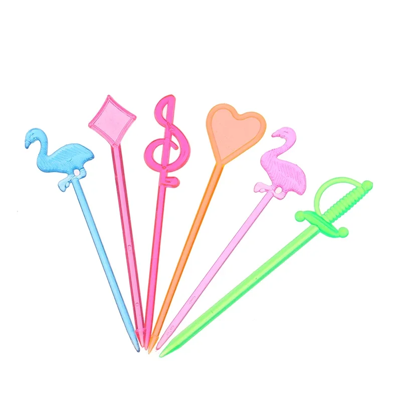 Fournitures de fête en forme d'animaux, flamant rose, cœur, pique-nique, fourchette à fruits, collation, gâteau, dessert, bâtonnets à salade, cocktail, modules de cure-dents, 50 pièces