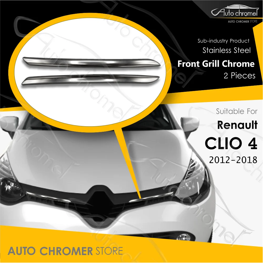 For Renault Clio 4 Front Grill Parts Chrome Accessories 2 Pieces Automobile External Parts Styling Upgrading Vehicle