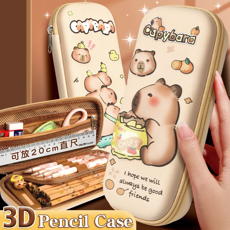 3D Eva Capibara Pencil Case Cartoon Cute Large Capacity Stationery Bag Pencil Case for Students School Supply Stationery bag