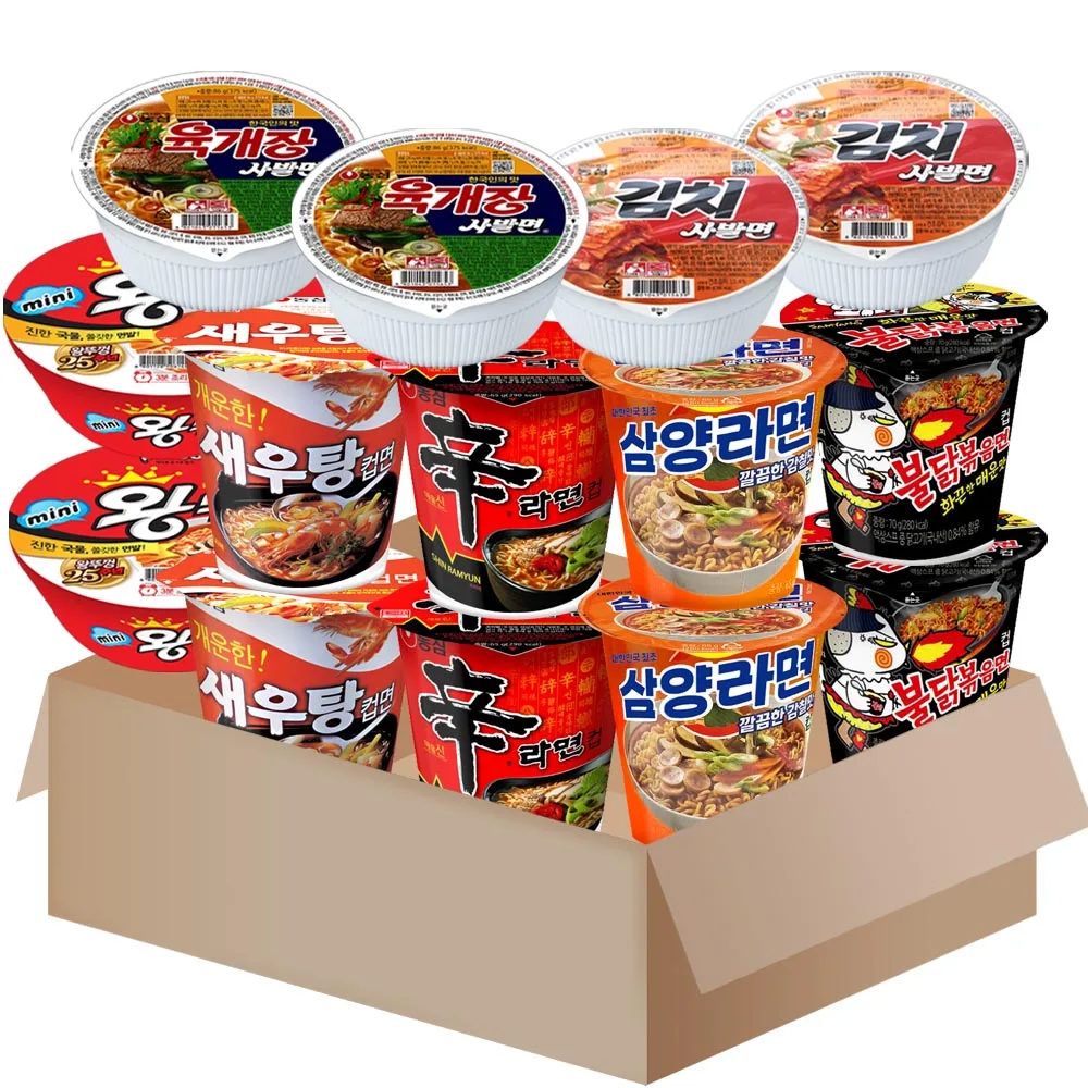 [AL0111]Cup ramen variety 14 of 7-types pack{samyang x2+buldak x2+shin x2+shirimp x2+mini bowl x2+yukgaejang x2+kimchi x2}small noodle cup