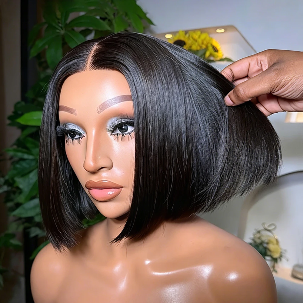 

Straight Bob Wig Lace Front Human Hair Wigs Glueless Ready Wear Go Short Bob Wig Straight 7x5 HD Transparent Lace Closure Wigs 250% Human Hair Lace Wigs on Clearance Sale