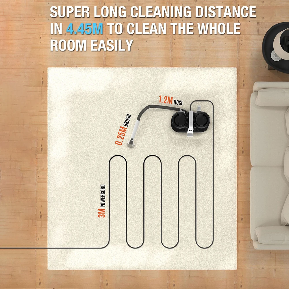 High Power Handheld Carpet Cleaner 15Kpa Portable Spot Cleaner for Car Sofa Pet Hair Spray Suction Upholstery Clean Machine