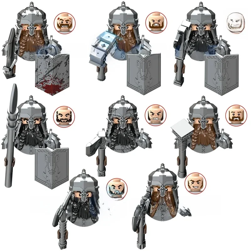 Blocs de modèle de guerrier nain, ensemble de briques MOC, cadeaux, jouets pour enfants X0314