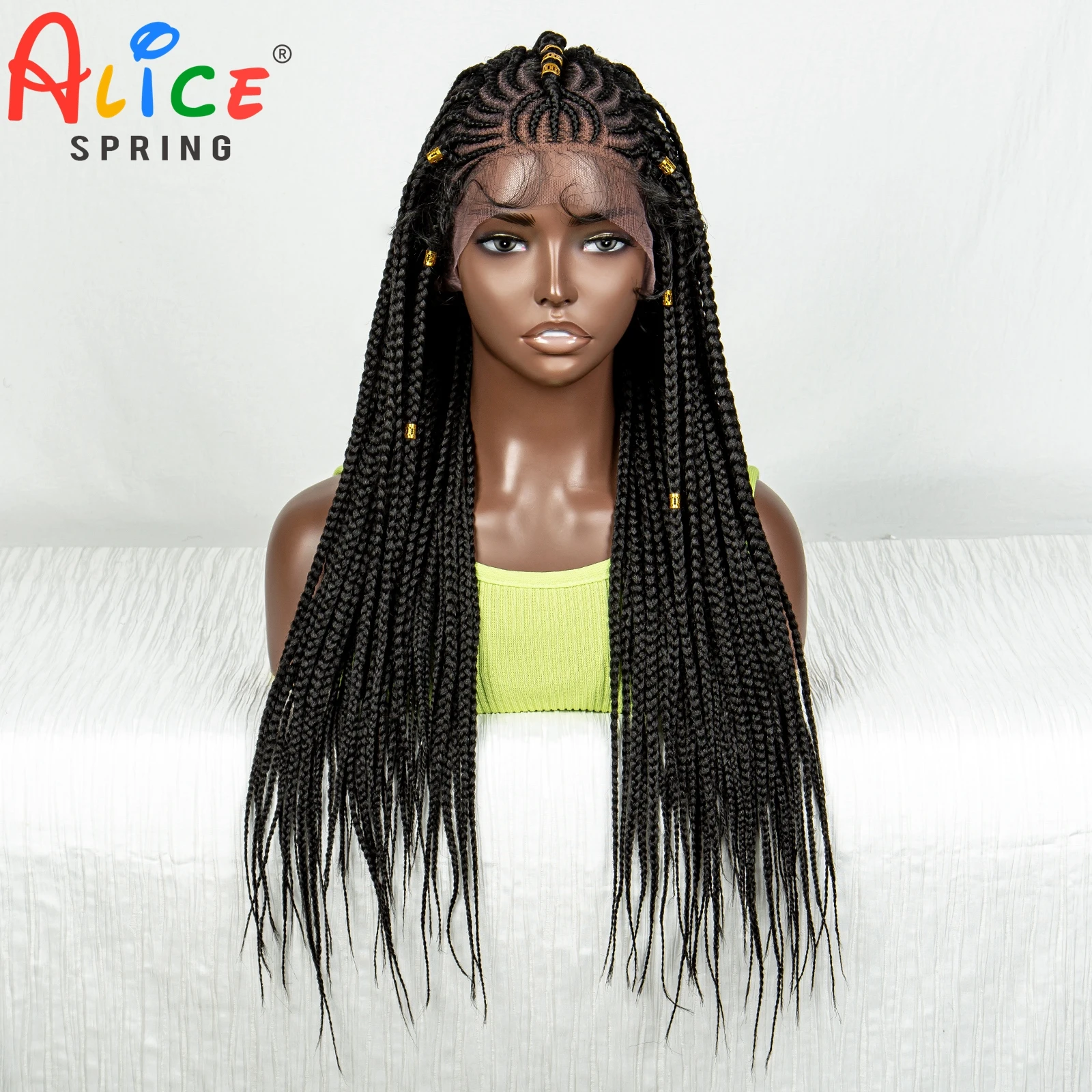 

26 Inch Straight Synthetic Braided Lace Wig Premium 13x6 Lace Front Cornrow Braided Wig Knotless Box Braided Wig for Black Women