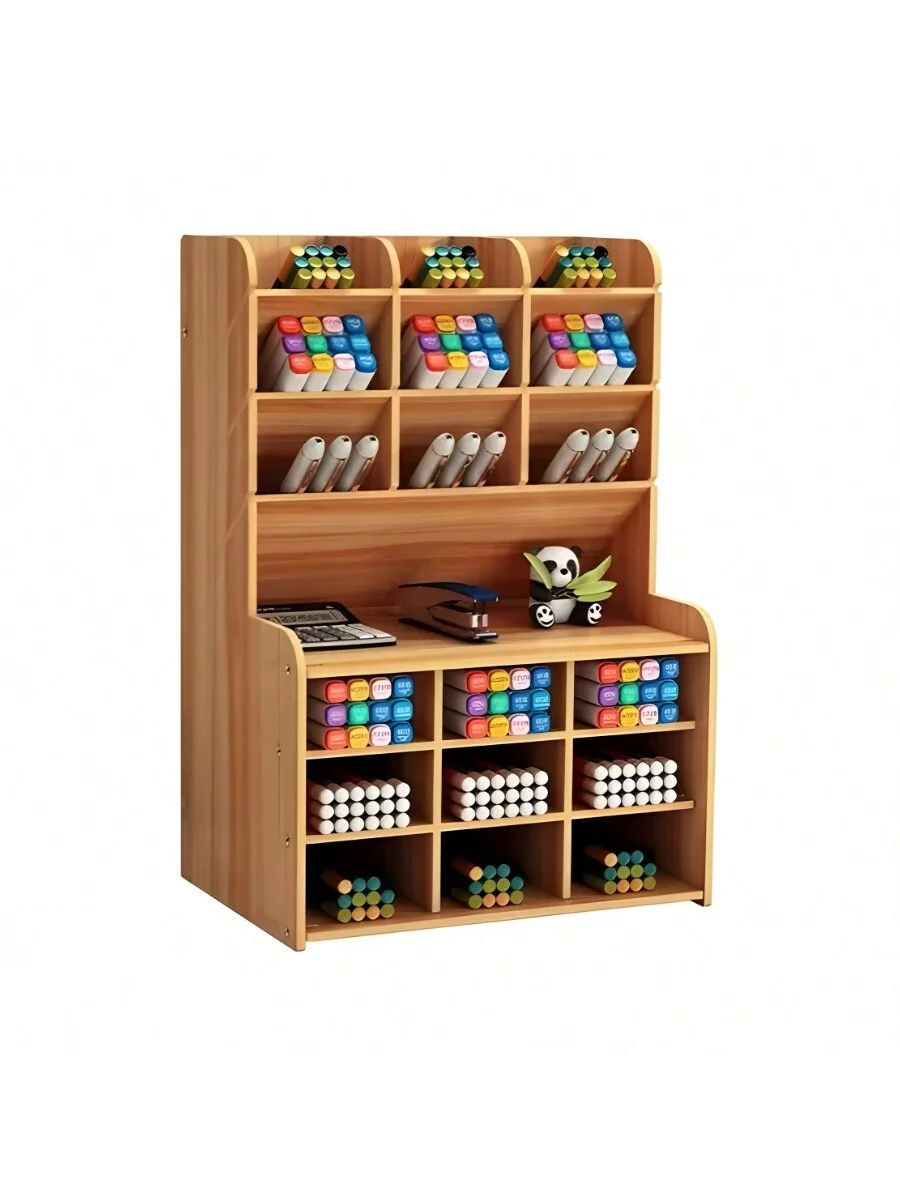 منظم مكتب خشبي قرطاسية مكتبية أسفل حامل القلم الرصاص حامل درج منزلي قابل للتعديل