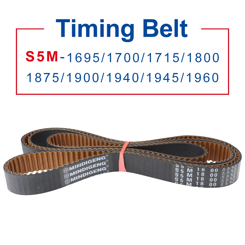 1 Piece Rubber Belt S5M1695/1700/1715/1800/1875/1900/1940/1945/1960 Teeth Pitch 5 mm Belt Width 10/15/20/25/30mm For 5M Pulley