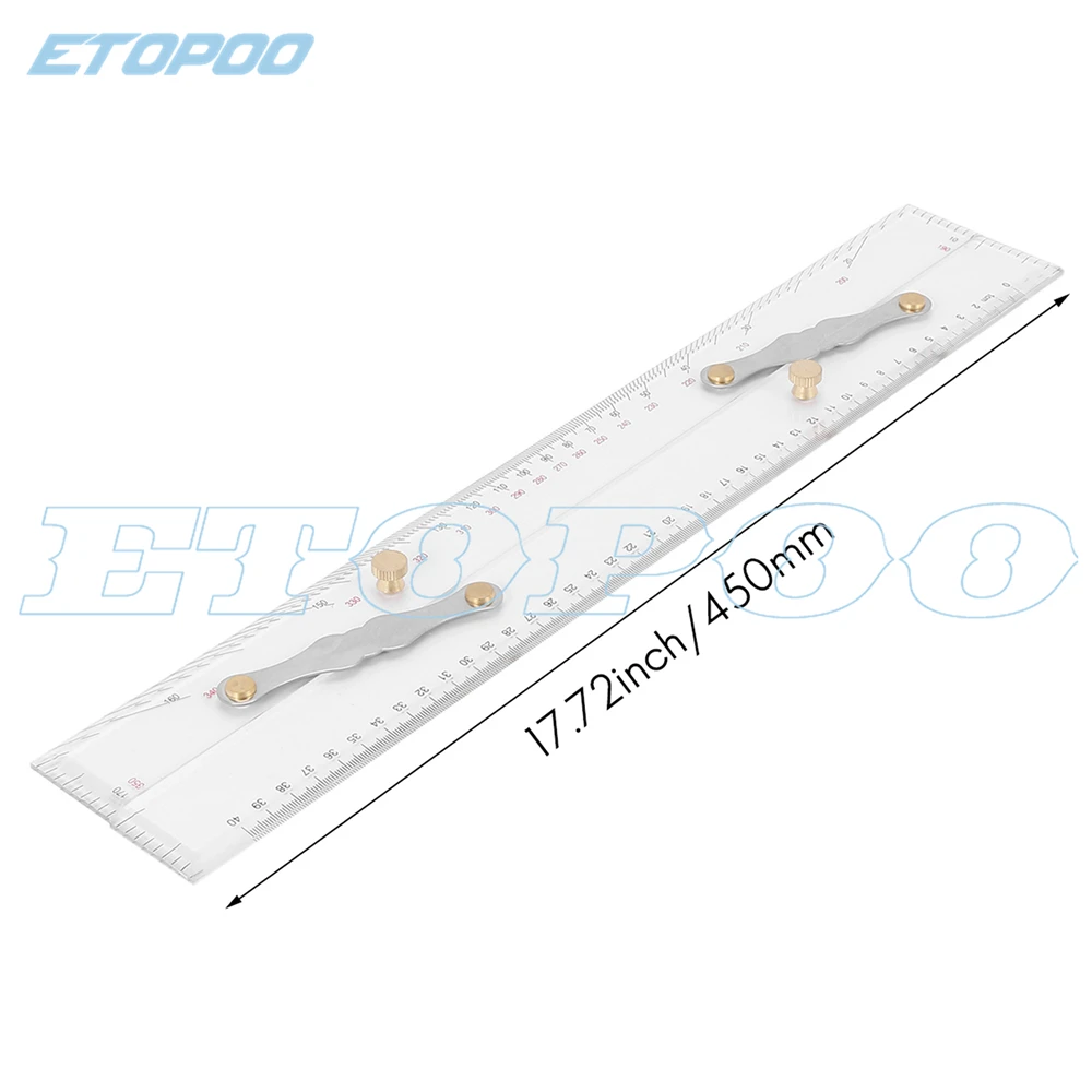 450/600mm Marine Parallel Ruler with Clear Scales, Mapping Points to Pull Parallel Ruler Nautical Charts Parallel Ruler f