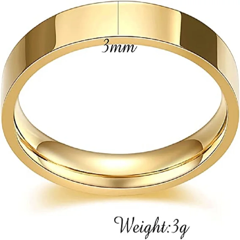 VQYSKO 3mm Gold Color Filled Rings for Women Girls Stacking Stackable Band Thumb Pointer Finger Plain Ring Comfort Fit