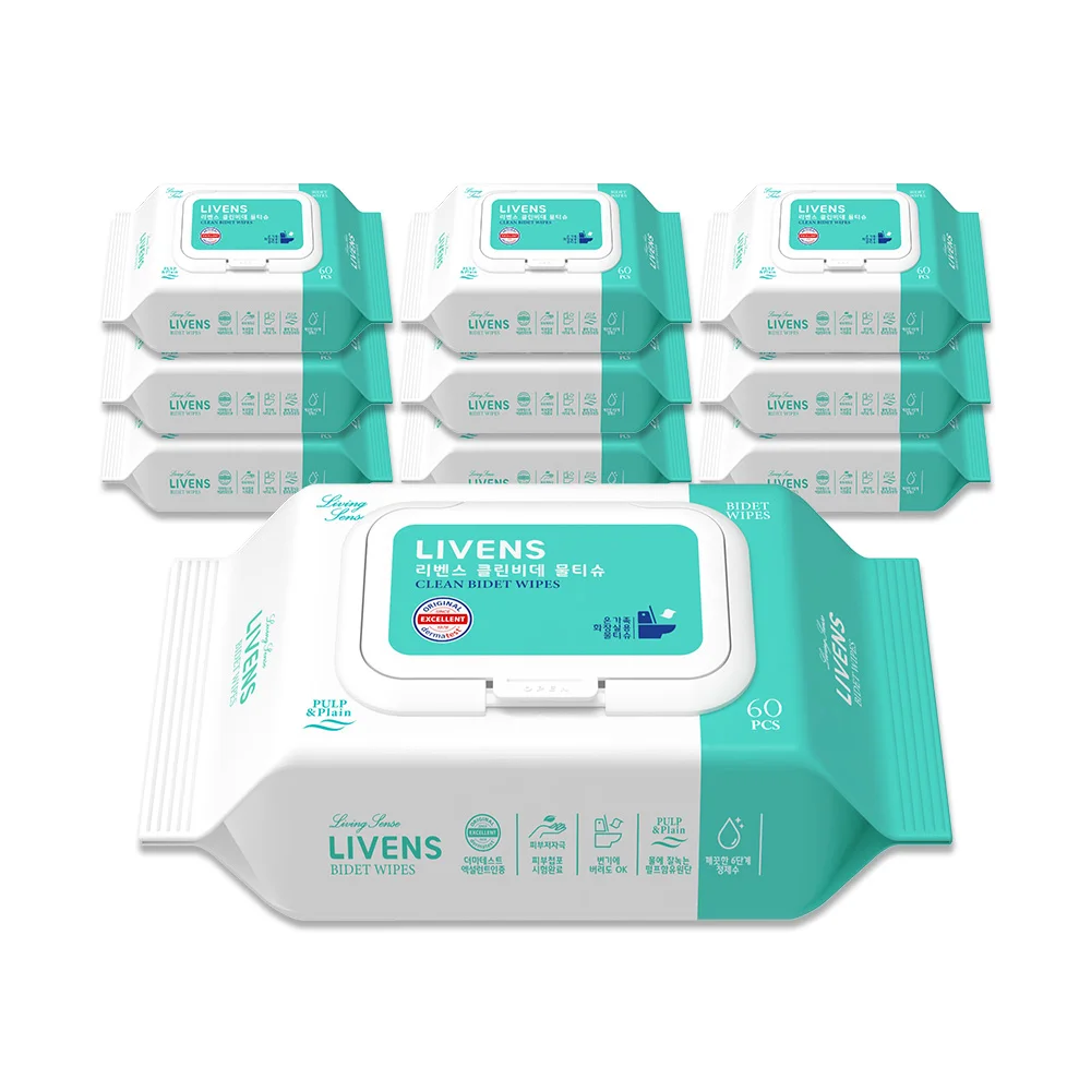 리벤스 소프트 클린 화장실 비데티슈 캡형 60매 10팩