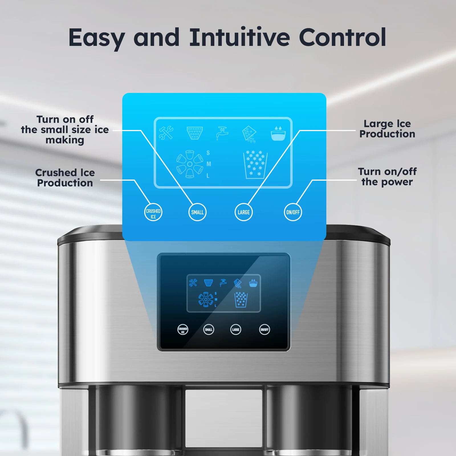 Water Dispenser with Ice Maker, 3-in-1 Countertop Water Dispenser, 33 LBS/24H, Fast Ice Making, Bullet/Crushed Ices & Cold-Water view 5