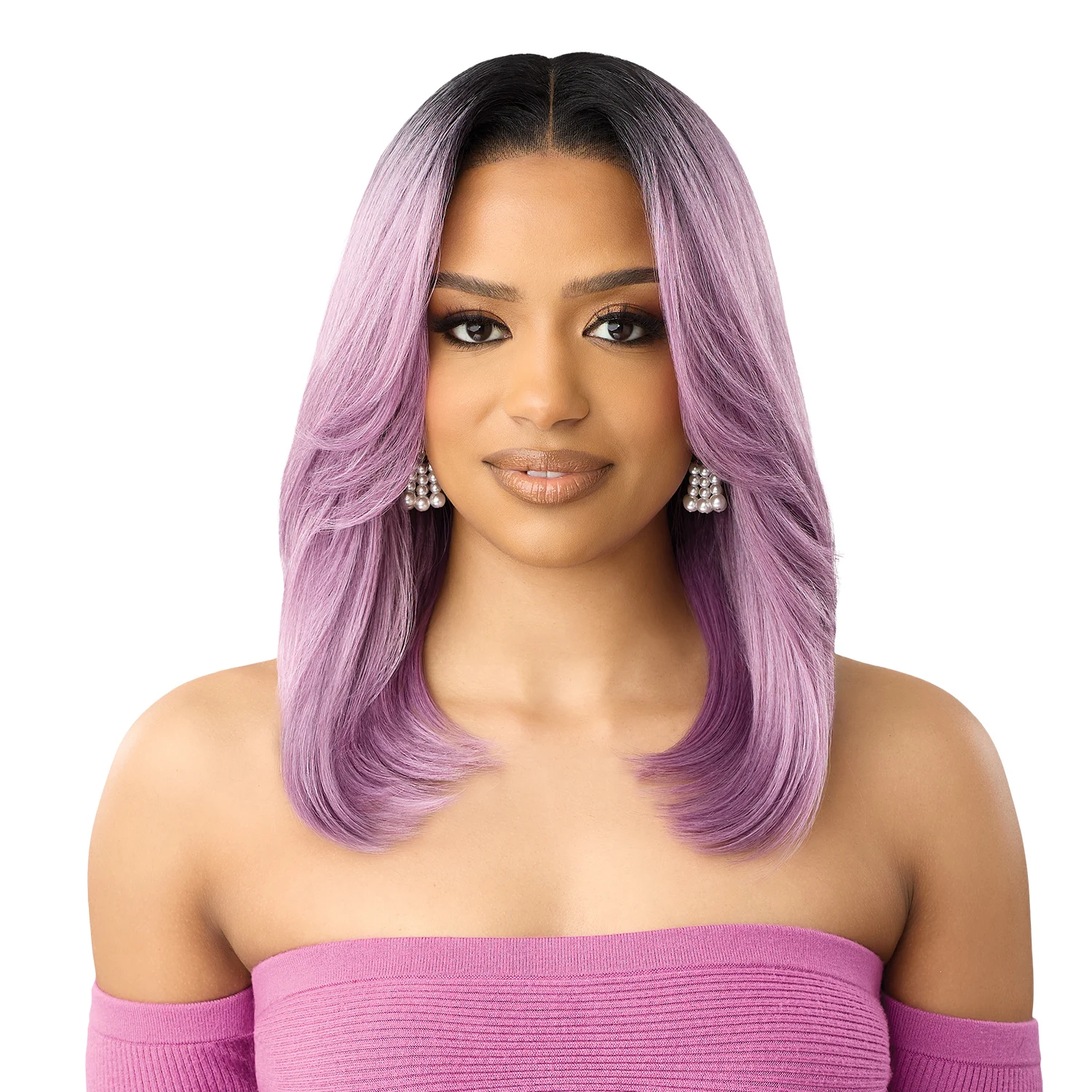 

Outre HD Кружевной фронтальный синтетический парик Идеальная линия волос Бесклеевая, полностью ручная завязка 13X4 Swoop Series Swoop17