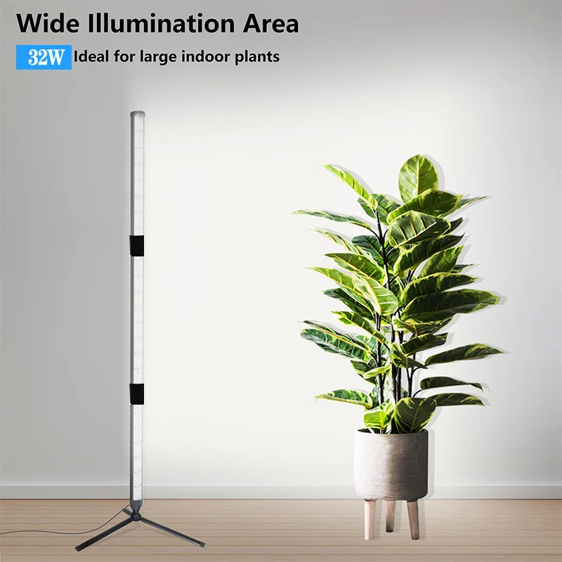 Standing Grow Light,32W Full Spectrum LED Plant Light for Indoor,T10,Vertical Grow Light, Wide Coverage,50in Height with On/Off