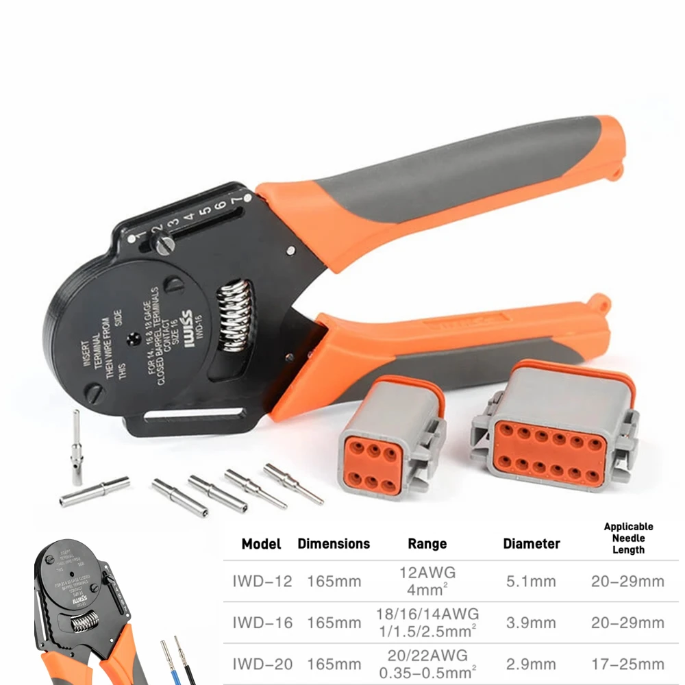 Closed Barrel Crimper 4 Way Indent,8 Impression Type for Deutsch Solid Contacts gage (IWD-12/16/20)