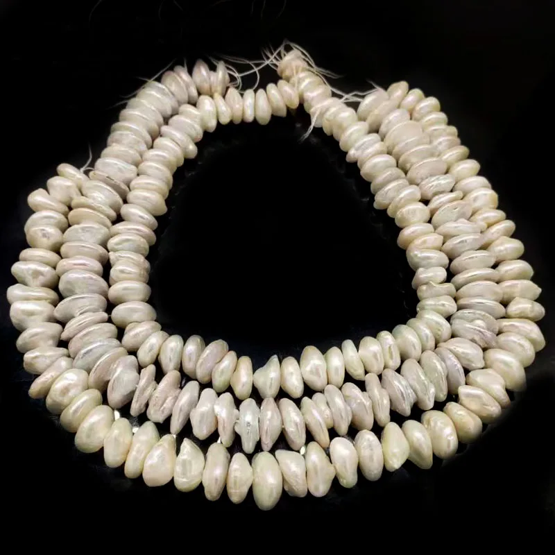 16 inches 12-13mm White Center-Drilled Rondelle Natural Coin Pearls Loose Strand
