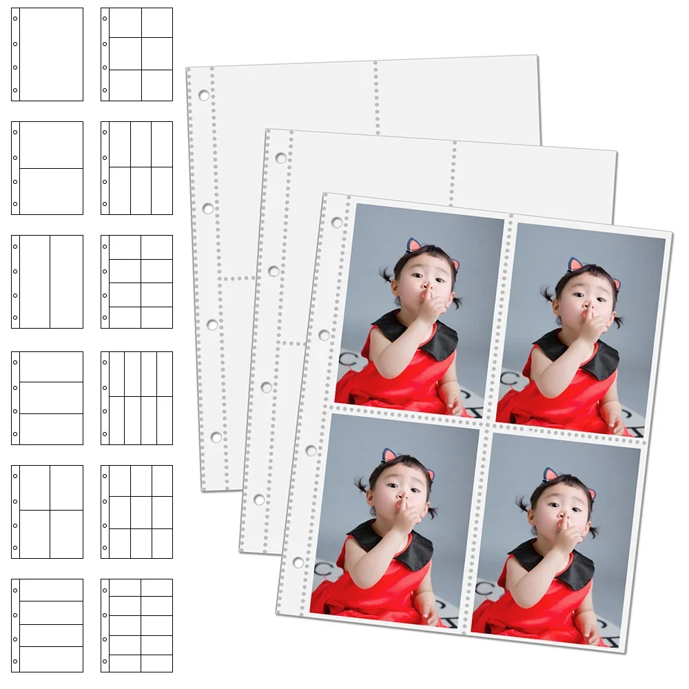 A4 4 otwory 10/30/50 Pack Binder Refill Sleeves 4R 6 cali Pocztówka Zdjęcie Ablum Strony Uchwyt Karta Książka 10x15 Na 4-pierścieniowy notatnik — zdjęcie produktu 7