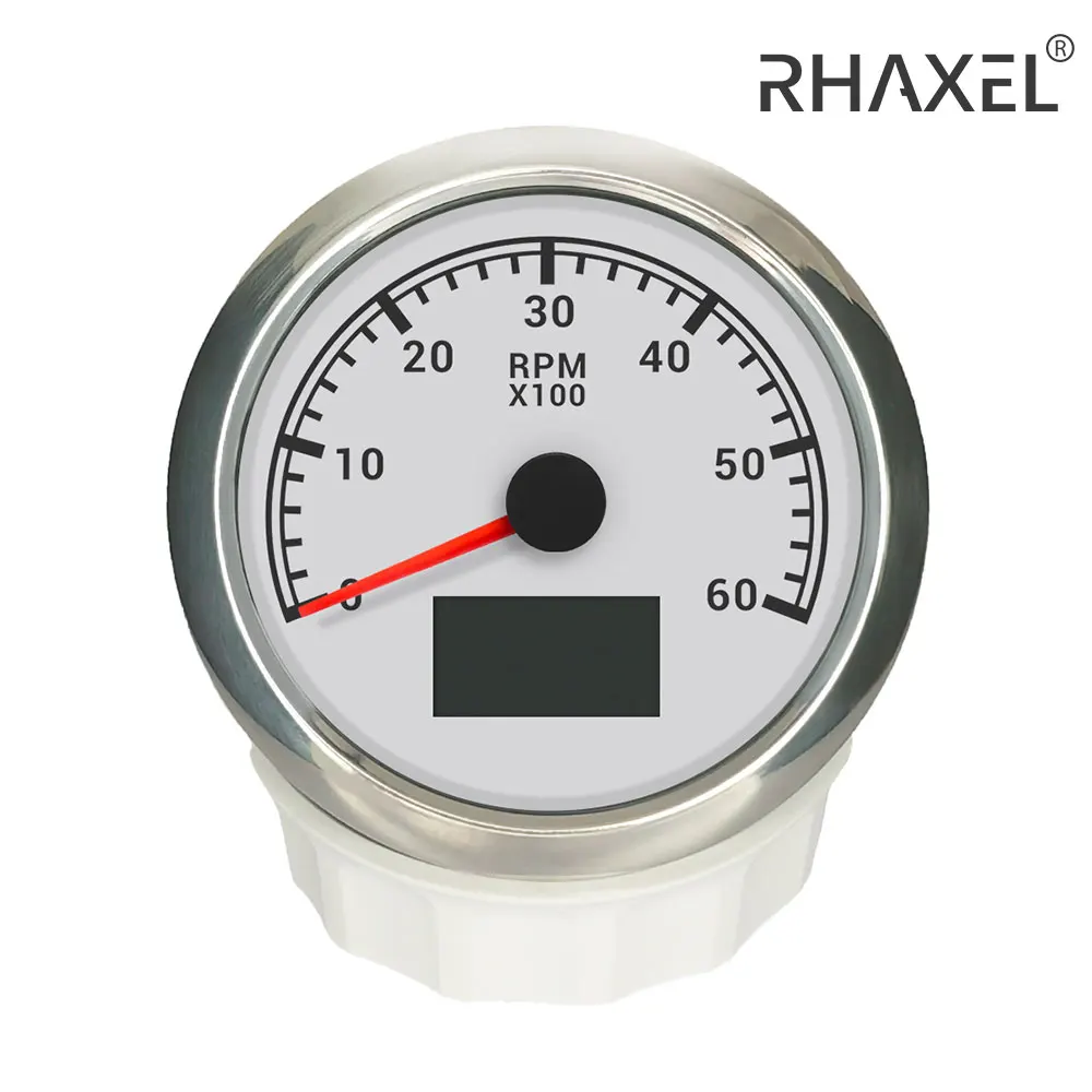 RHAXEL 85mm Waterproof 3 in 1 Tachometer with Oil Pressure Water Temp RPM Meter with Hour Meter 7 Backlights 9-32V