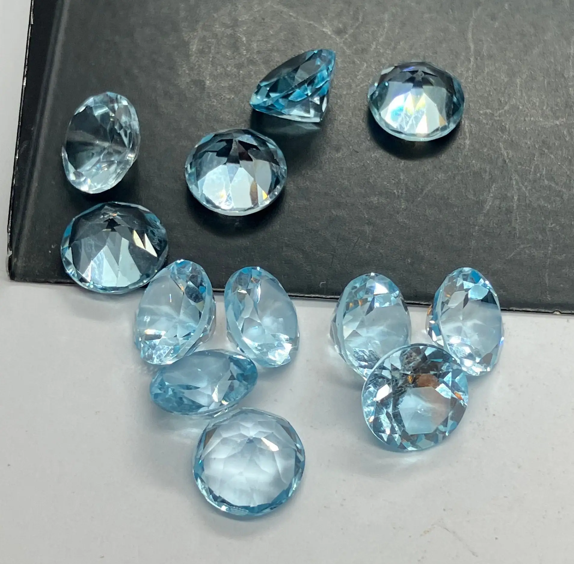 Natural Sky Blue Topaz Round Brilliant Cut AAA Quality VVS Loose Gemstone Available in 3MM-9MM For Jewelry