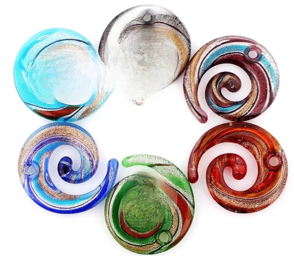 Qianbei Handmade Murano Lampwork Glass Mixed Color Stripe Snake Pendant Fit Necklace Hot Jewelry gift Fashion Wholesale 6pcs — zdjęcie 2