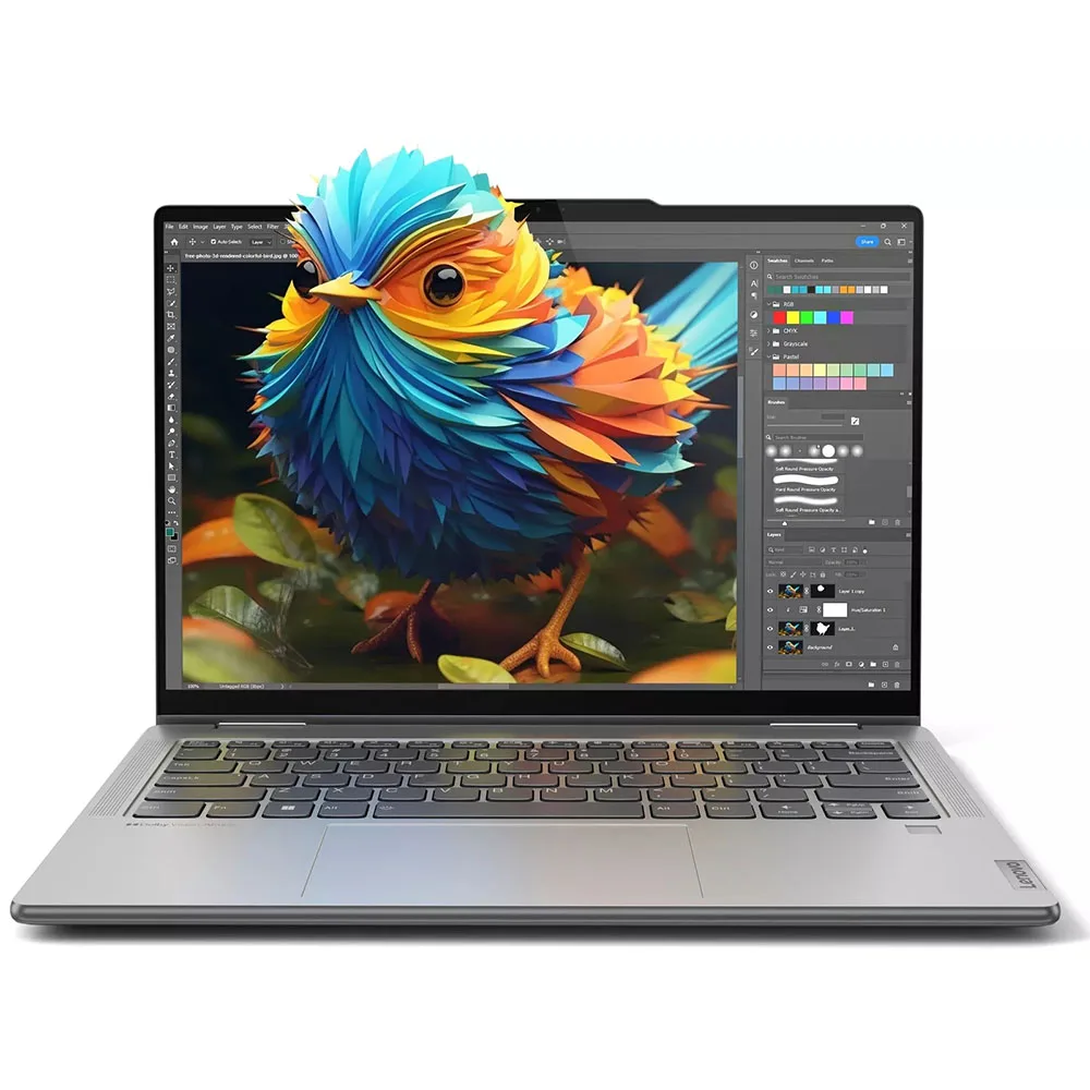 Lenovo-Yoga 7 2-in-1ラップトップ,2K 14インチ,wifi,タッチスクリーン,amd ryzen 5 8640hs,6コア,8 GB DDR5 RAM, 512 GB SSD,win11h