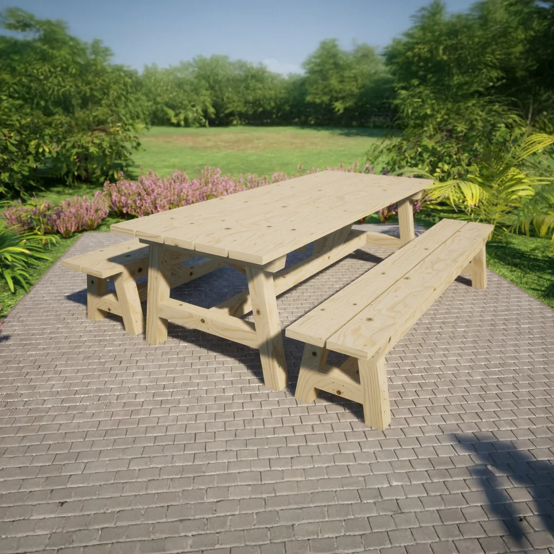 

Столы для пикника на ферме (96 x 39 дюймов) с скамейками | Обеденный набор для уличной работы с принтом «сделай сам», надрукованные следы для деревообработки