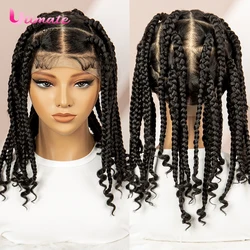 Synthetic Box Braided Wigs for Black Women Full Lace Braided Wigs with Baby Hair Short Knotless Wigs 10 Inch Burgundy Wigs