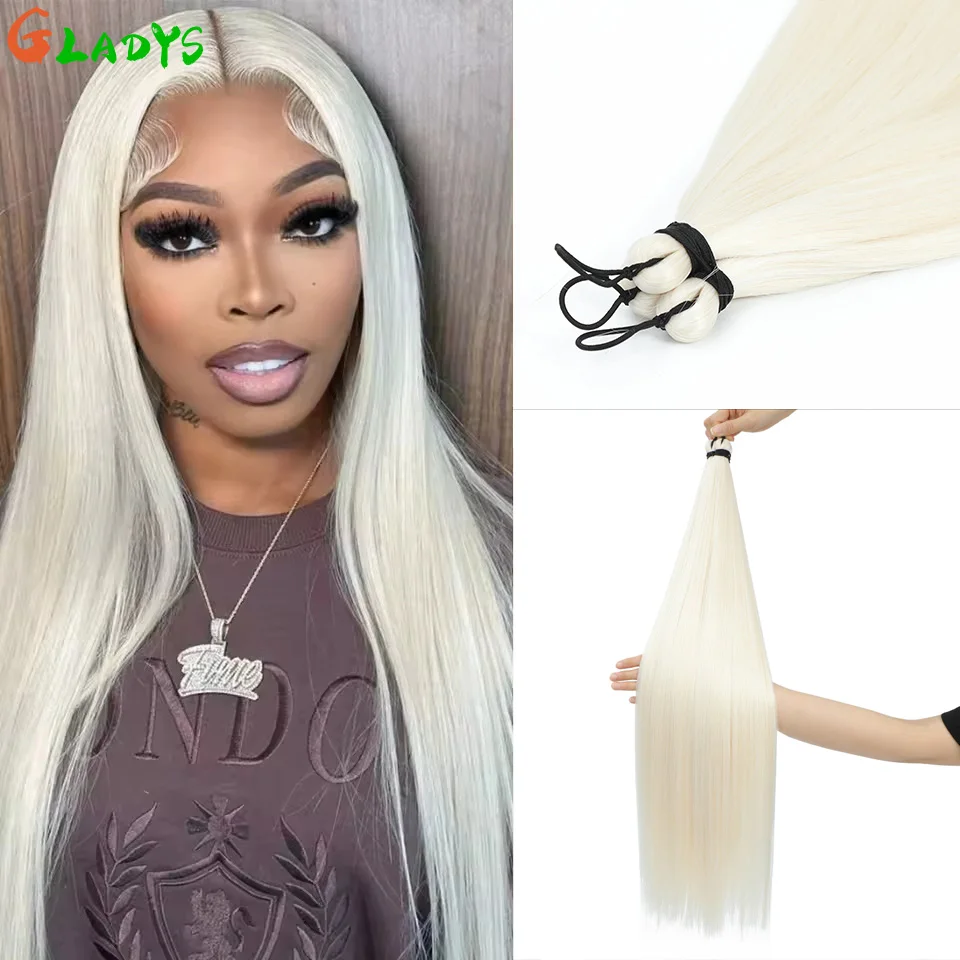 

3Pcs/lot Synthetic Braiding Hair White Color Crochet Hair Extension Straight Crochet Braid Hair 28Inch Straight Pony Hair Bundle