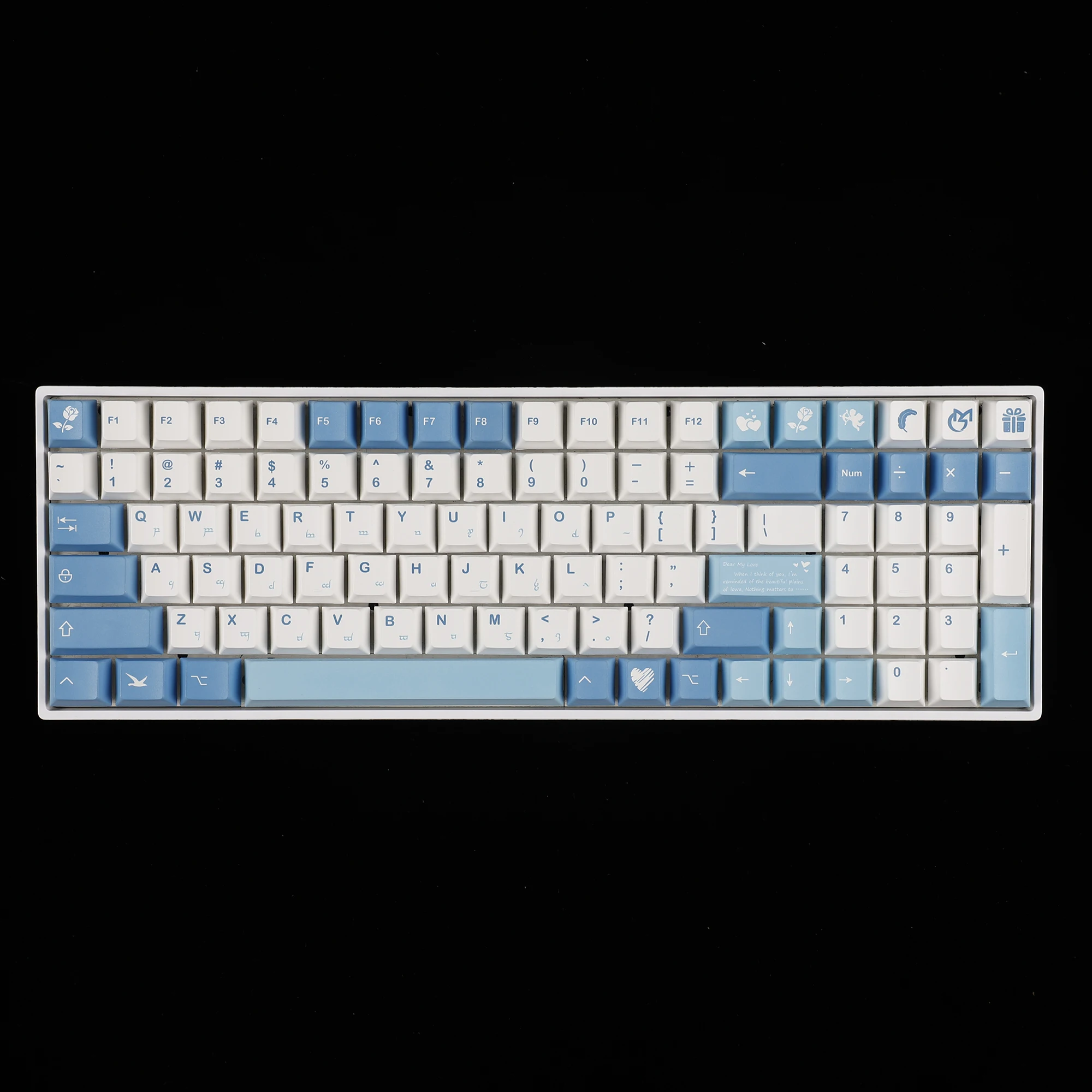 Cherry Profile 143 Sea Fog Love Letter Dye Sub PBT 5 Sides Mac Keycaps Set For ANSI 104 87 61 96 75 GMMK NCR80 Mx Keyboard