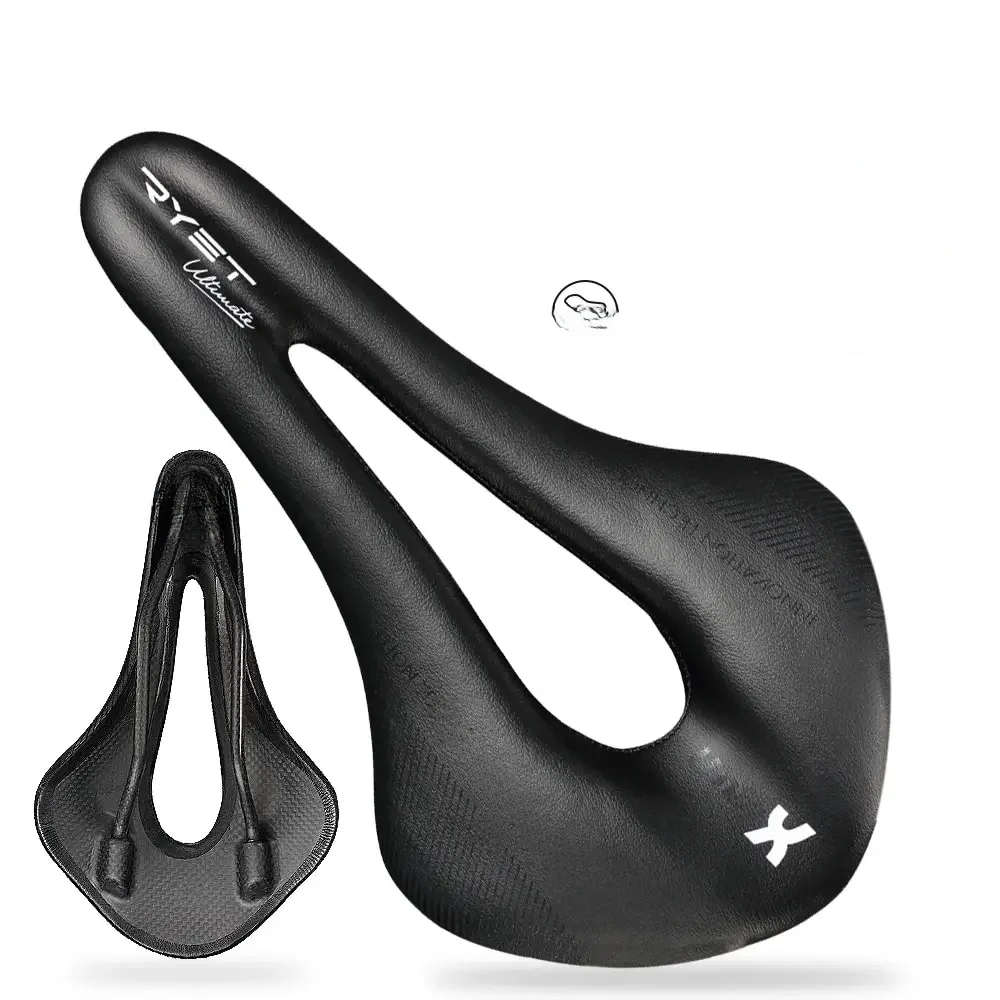 AliExpress RYET Carbon Bike Saddle Ultralight Leather Road Bike MTB Racing Pu Soft Seat Cushion Bicycle OVAL RAIL7*9 Seating Cycling Parts