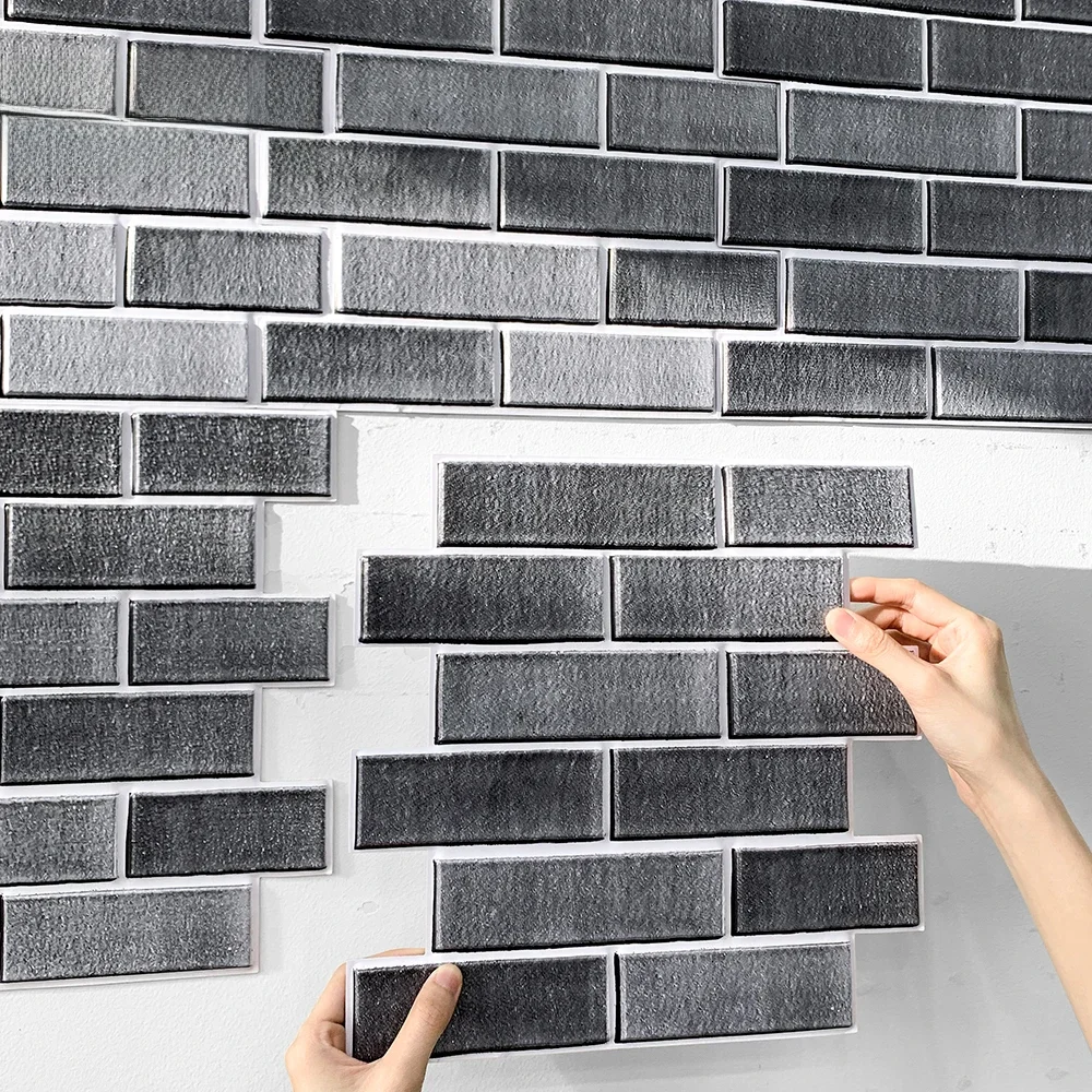 1/10 szt. Naklejka ścienna 3D samoprzylepna imitujące cegłę z Panel ścienny i naklejką płytka kuchenna naklejką na płytka ścienna do łazienki Backsplash — zdjęcie 2