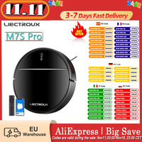 Liectroux M7S Pro Robot Vacuum Cleaner, 2D Map Navigation, 4400Mah Battery, Runs for 110 Minutes, Dry and Wet Mopping - Black