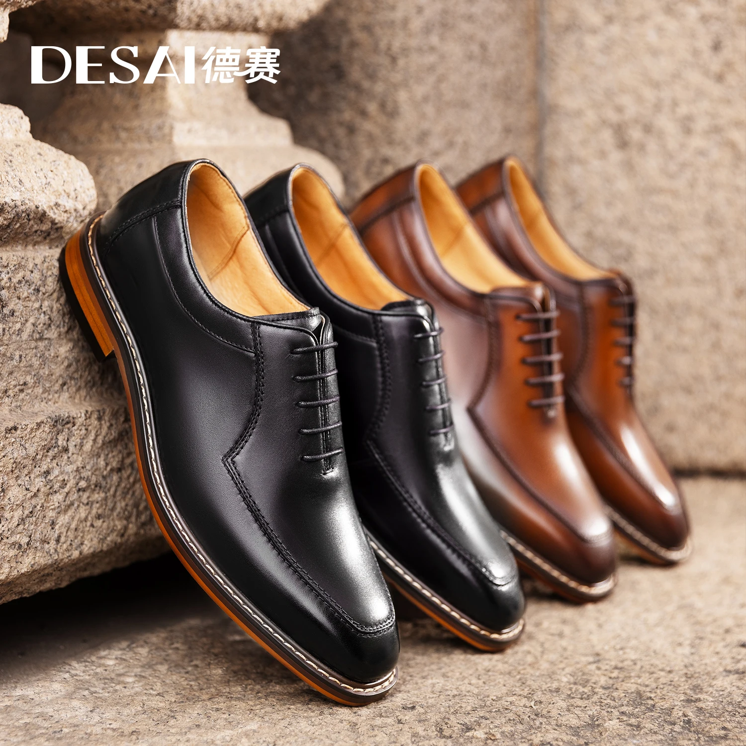 Desai Genuine Leather Shoes Men Dress Shoes Fashion Comfortable Oxford Shoes Casual Soft Shoes,Wedding,Formal ,Large Size