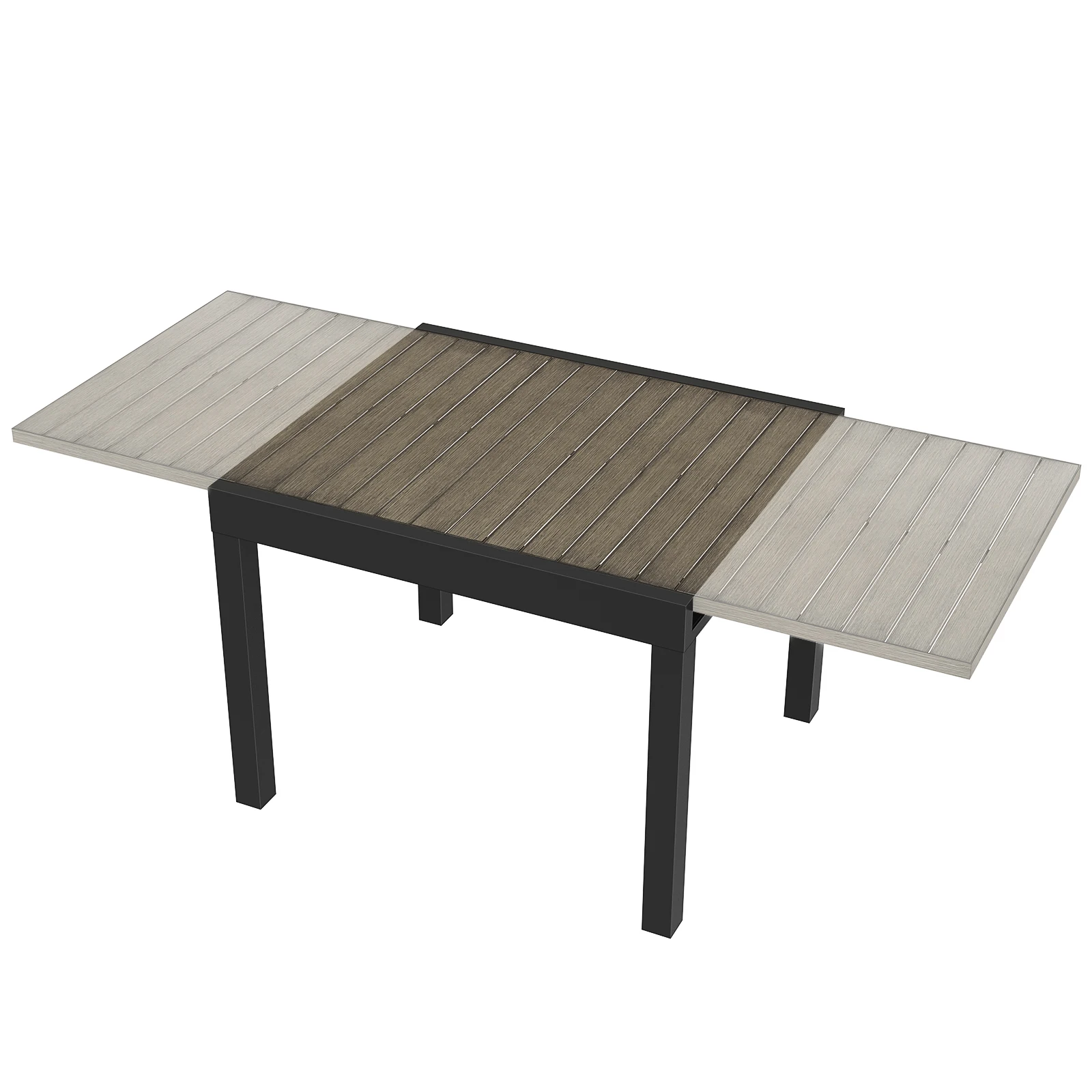 SEEHILL Extendable Outdoor Dining Table for 4-6 Person, Rust-Free Aluminum Expandable Patio Dining Table, 32