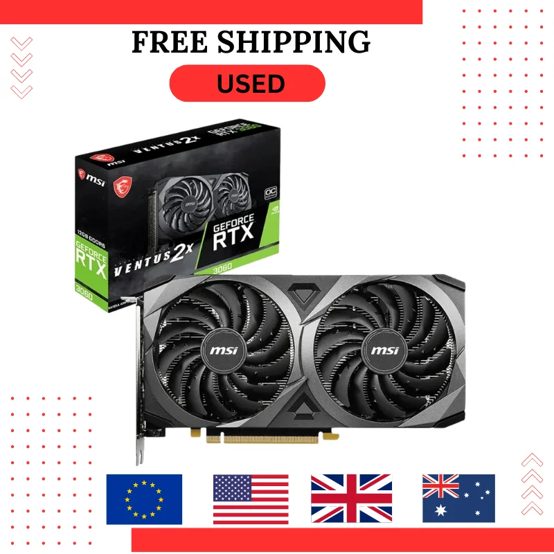 Tarjeta gráfica para juegos MSI GeForce RTX 3060 VENTUS 2X 12G OC usada 12GB GDDR6 192 bits HDMI DP PCI-E 4,0 8 pines tarjeta de vídeo de escritorio