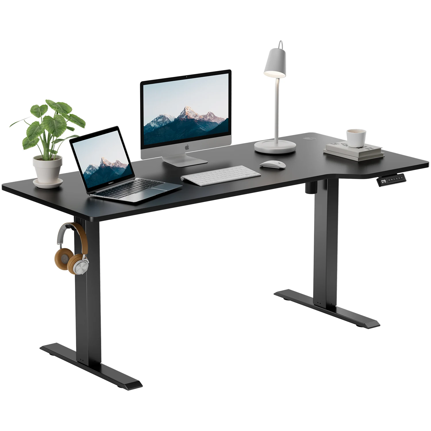 Devoko In hoogte verstelbaar bureau 160x70 cm L-vormig bureau In hoogte verstelbaar Elektrisch - afbeelding 2