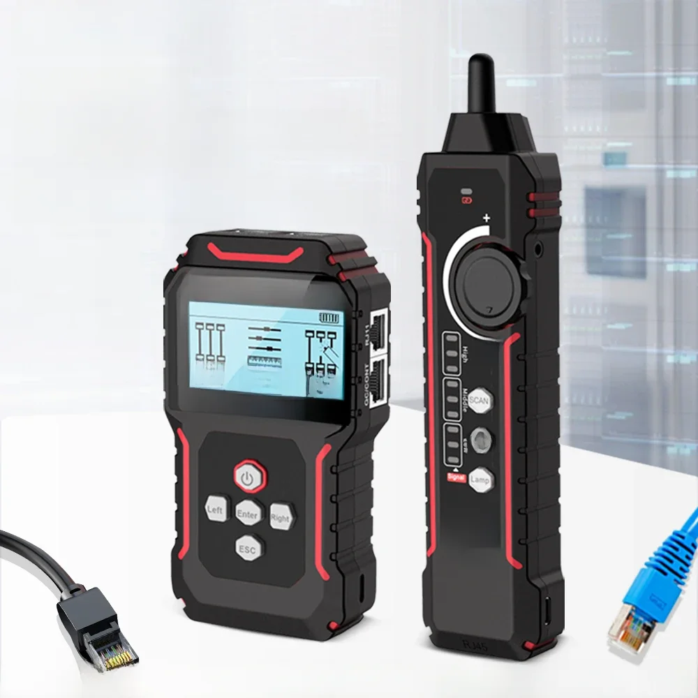 NOYAFA NF-8209S Lokalizator Kabli Sieciowych Tester Miernik Kabli Sieciowych Narzędzia Sieciowe Wyświetlacz LCD Pomiar Długości Tester Mapy Kabli Lokalizator Kabli — zdjęcie 2